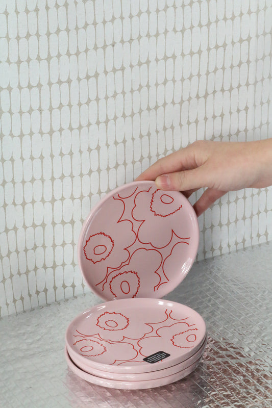 Růžový dezertní talíř Marimekko Unikko